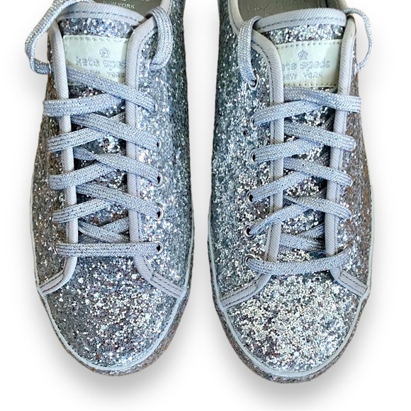 Keds X Kate Spade New York All-over Glitter Sneakers Flats Silver Size 8 - Picture 8 of 10